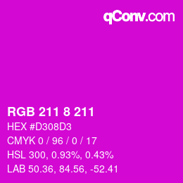 颜色代码: RGB 211 8 211 | qconv.com