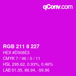 カラーコード: RGB 211 8 227 | qconv.com