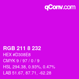 Color code: RGB 211 8 232 | qconv.com
