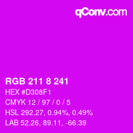 カラーコード: RGB 211 8 241 | qconv.com