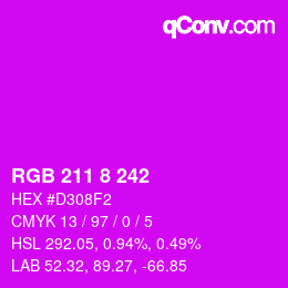 Color code: RGB 211 8 242 | qconv.com