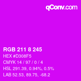 カラーコード: RGB 211 8 245 | qconv.com