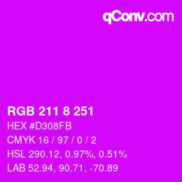 Color code: RGB 211 8 251 | qconv.com