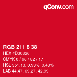 Color code: RGB 211 8 38 | qconv.com