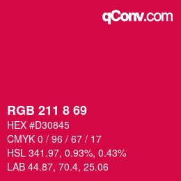 颜色代码: RGB 211 8 69 | qconv.com
