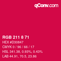 カラーコード: RGB 211 8 71 | qconv.com