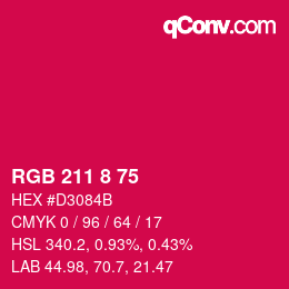 カラーコード: RGB 211 8 75 | qconv.com