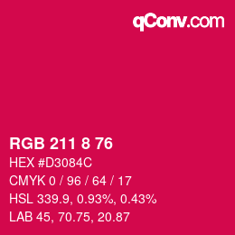 颜色代码: RGB 211 8 76 | qconv.com