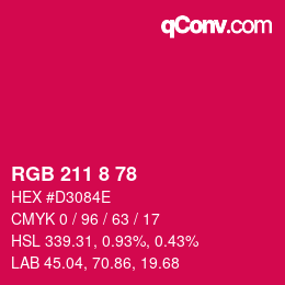 颜色代码: RGB 211 8 78 | qconv.com