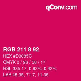 颜色代码: RGB 211 8 92 | qconv.com