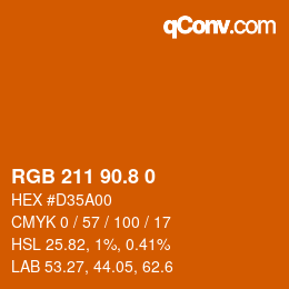 カラーコード: RGB 211 90.8 0 | qconv.com