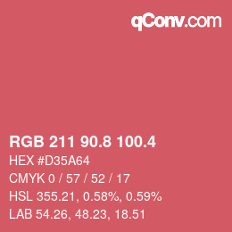 カラーコード: RGB 211 90.8 100.4 | qconv.com