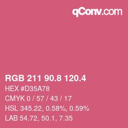 カラーコード: RGB 211 90.8 120.4 | qconv.com