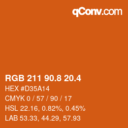カラーコード: RGB 211 90.8 20.4 | qconv.com