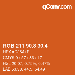 カラーコード: RGB 211 90.8 30.4 | qconv.com