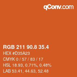 カラーコード: RGB 211 90.8 35.4 | qconv.com