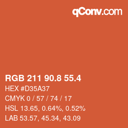カラーコード: RGB 211 90.8 55.4 | qconv.com