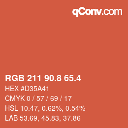 カラーコード: RGB 211 90.8 65.4 | qconv.com