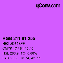 Color code: RGB 211 91 255 | qconv.com