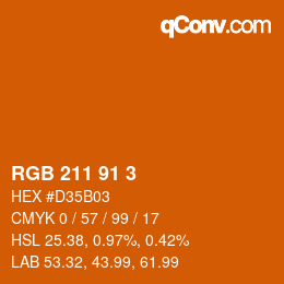 カラーコード: RGB 211 91 3 | qconv.com