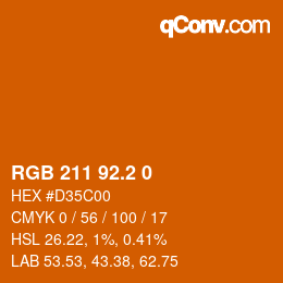 カラーコード: RGB 211 92.2 0 | qconv.com