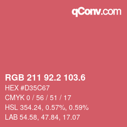 カラーコード: RGB 211 92.2 103.6 | qconv.com