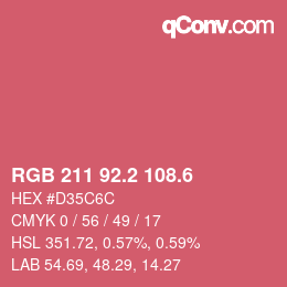 カラーコード: RGB 211 92.2 108.6 | qconv.com