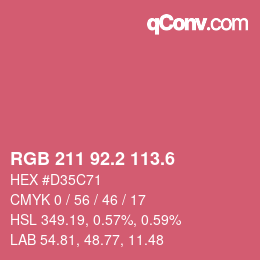 カラーコード: RGB 211 92.2 113.6 | qconv.com
