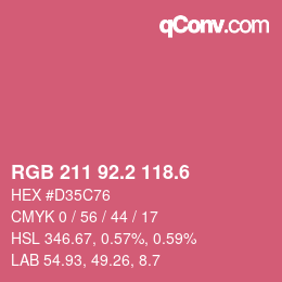 カラーコード: RGB 211 92.2 118.6 | qconv.com