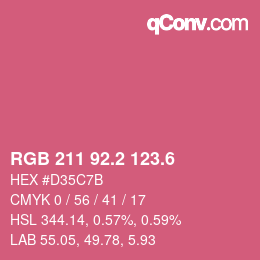 カラーコード: RGB 211 92.2 123.6 | qconv.com