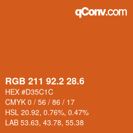 カラーコード: RGB 211 92.2 28.6 | qconv.com