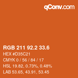 カラーコード: RGB 211 92.2 33.6 | qconv.com
