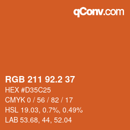 カラーコード: RGB 211 92.2 37 | qconv.com