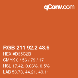 カラーコード: RGB 211 92.2 43.6 | qconv.com