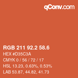 カラーコード: RGB 211 92.2 58.6 | qconv.com