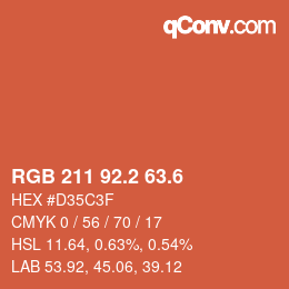カラーコード: RGB 211 92.2 63.6 | qconv.com
