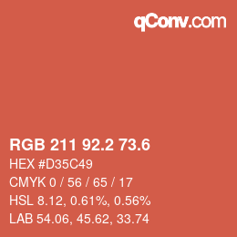 カラーコード: RGB 211 92.2 73.6 | qconv.com