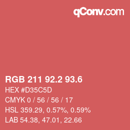 カラーコード: RGB 211 92.2 93.6 | qconv.com