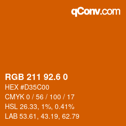カラーコード: RGB 211 92.6 0 | qconv.com