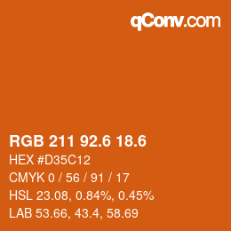 カラーコード: RGB 211 92.6 18.6 | qconv.com