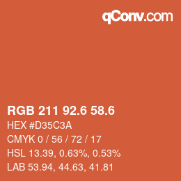 カラーコード: RGB 211 92.6 58.6 | qconv.com