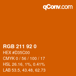 カラーコード: RGB 211 92 0 | qconv.com