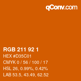 カラーコード: RGB 211 92 1 | qconv.com