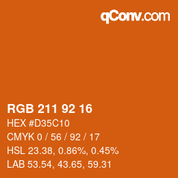 カラーコード: RGB 211 92 16 | qconv.com