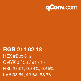 カラーコード: RGB 211 92 18 | qconv.com