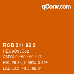 カラーコード: RGB 211 92 2 | qconv.com