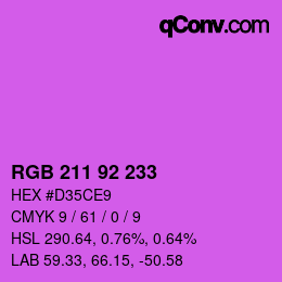 カラーコード: RGB 211 92 233 | qconv.com