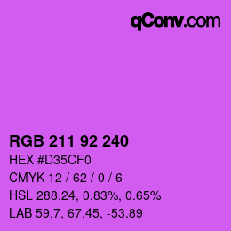 颜色代码: RGB 211 92 240 | qconv.com