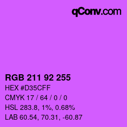 颜色代码: RGB 211 92 255 | qconv.com