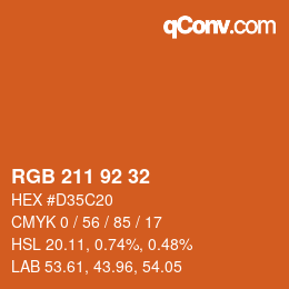 Color code: RGB 211 92 32 | qconv.com
